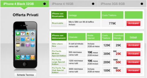 Vodafone pubblica sul proprio sito le offerte di iPhone 4, si parte da 25 Euro al mese 2
