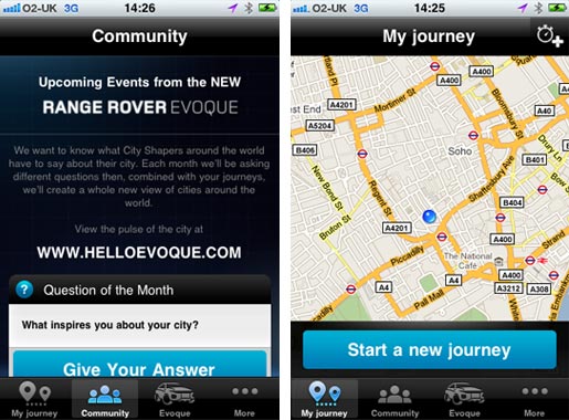 Range Rover Evoque lancia la sua app per iPhone "Pulse of the city" 2