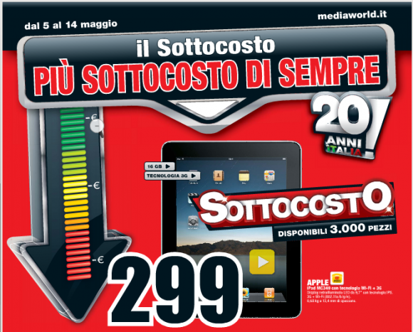 MediaWorld propone il MacBook Pro 13" a 999 euro e l'iPad 1 a 299 euro 1