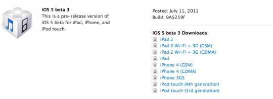 Apple rilascia iOS 5 Beta 3, iTunes 10.5 beta 3 e iCloud beta 4 1