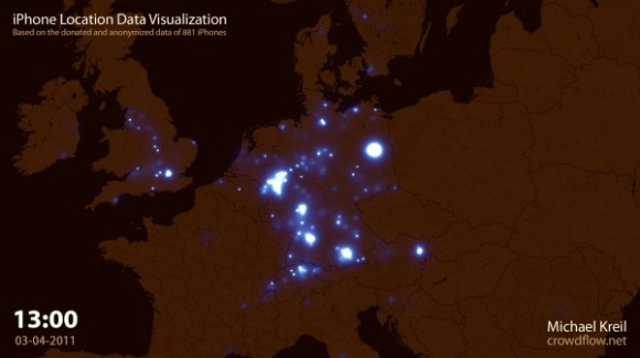 I movimenti degli iPhone in europa mostrati come lucciole in un video 1