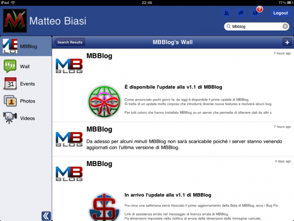 Segui gli aggiornamenti di Facebook su iPad con Facemobile 2