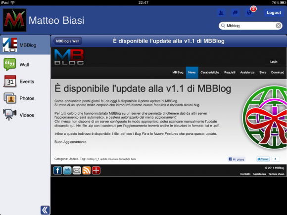 Segui gli aggiornamenti di Facebook su iPad con Facemobile 3