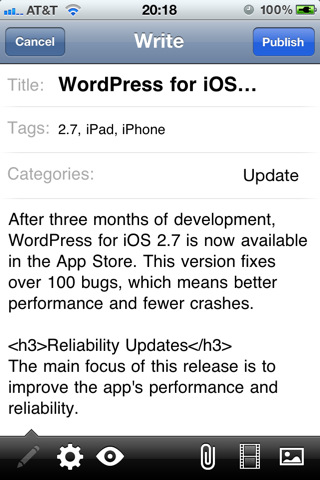 Aggiornamento: WordPress per iOS giunge alla versione 2.8.3 3
