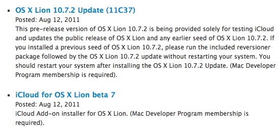 Apple rilascia OS X 10.7.2 Build 11C37 e iCloud Beta 7 agli sviluppatori 1