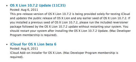 Apple rilascia una nuova beta di OS X 10.7.2 e iCloud agli sviluppatori 2