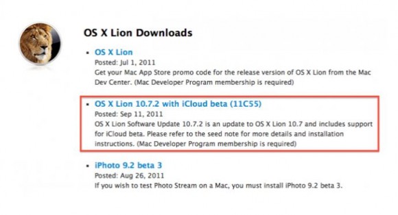 Apple rilascia per gli sviluppatori Lion OS X 10.7.2 con iCloud integrato 1