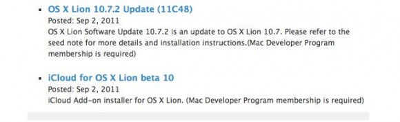Disponibile per gli sviluppatori una nuova Build di OS X Lion 10.7.2 e iCloud Beta 10 1