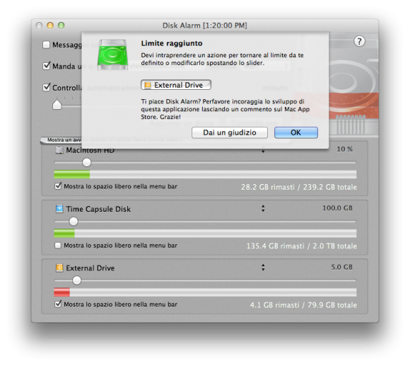 Tieni sotto controllo lo spazio libero sui tuoi dischi con Disk Alarm 1