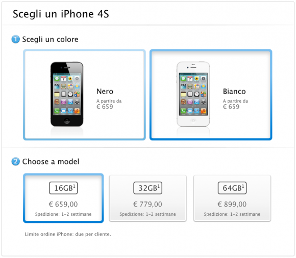 l'iPhone 4S si può prenotare anche in Italia 1