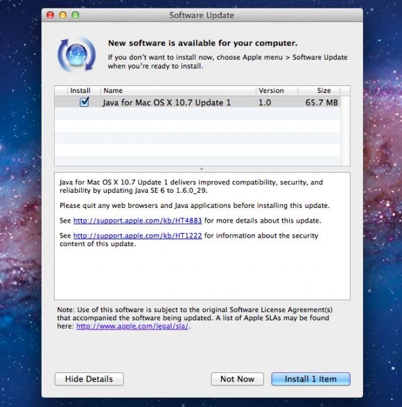 Apple rilascia un aggiornamento Java per Mac OS X 10.6 e 10.7 1