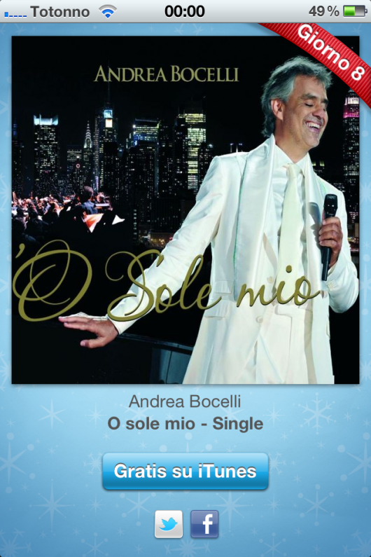 L'ottavo regalo di "12 Giorni di Regali" è "O sole mio" cantata da Andrea Bocelli 2