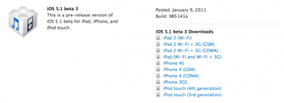 Apple rilascia iOS 5.1 beta 3 agli sviluppatori 1