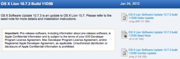 Apple rilascia OS X 10.7.3 Lion Buil 11D50 agli sviluppatori 1