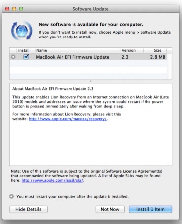 Apple ha rilasciato un aggiornamento del Firmware EFI per MacBook Pro, MacBook Air e iMac 1