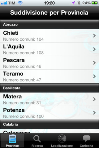 App "I Comuni Italiani" per iPhone 1