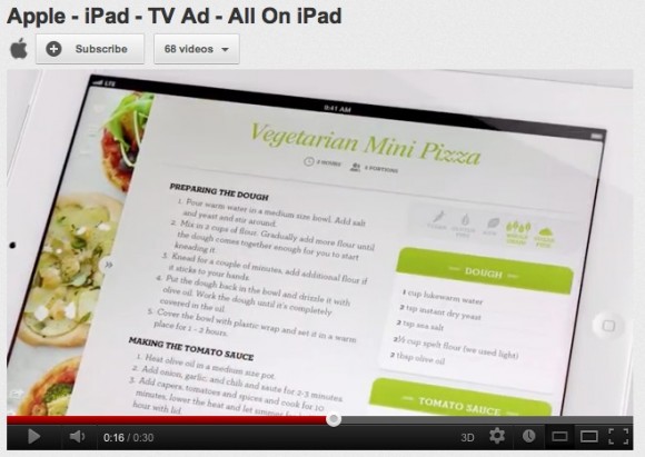 Nuovo spot per l'iPad, c'è anche la pizza 1