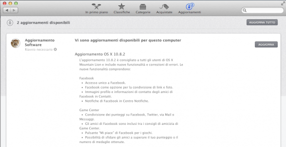 Apple rilascia l'aggiornamento 10.8.2 di OS X Mountain Lion 1