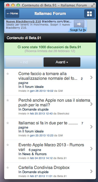Un client in realtime per Italiamac Forum su OS X grazie a Fluid 1