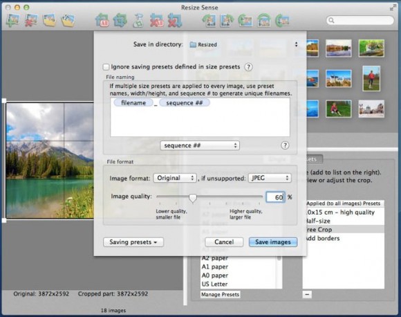 Con Resize Sense per Mac ridimensionamento e trasformazione in batch diventano flessibili 3