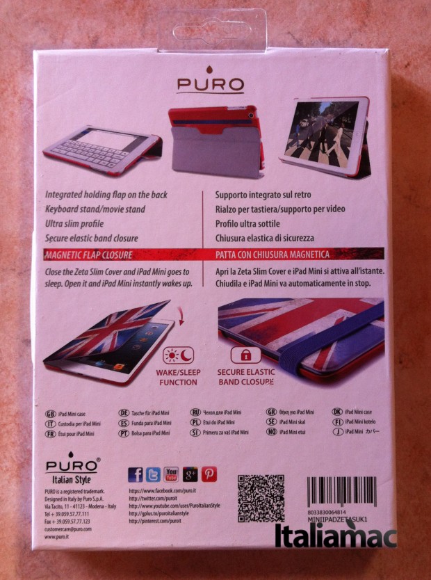Custodia Flag Zeta Slim iPad Mini di Puro - Retro confezione