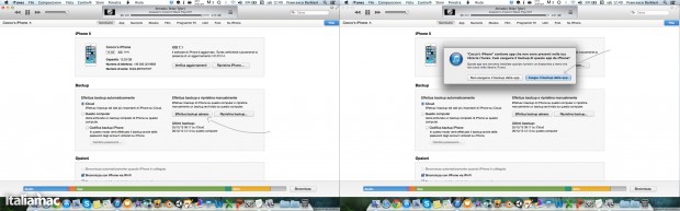 Eseguire il backup con iTunes