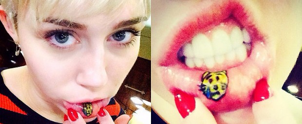 Miley-Cyrus-Emoji Tattoo Lips