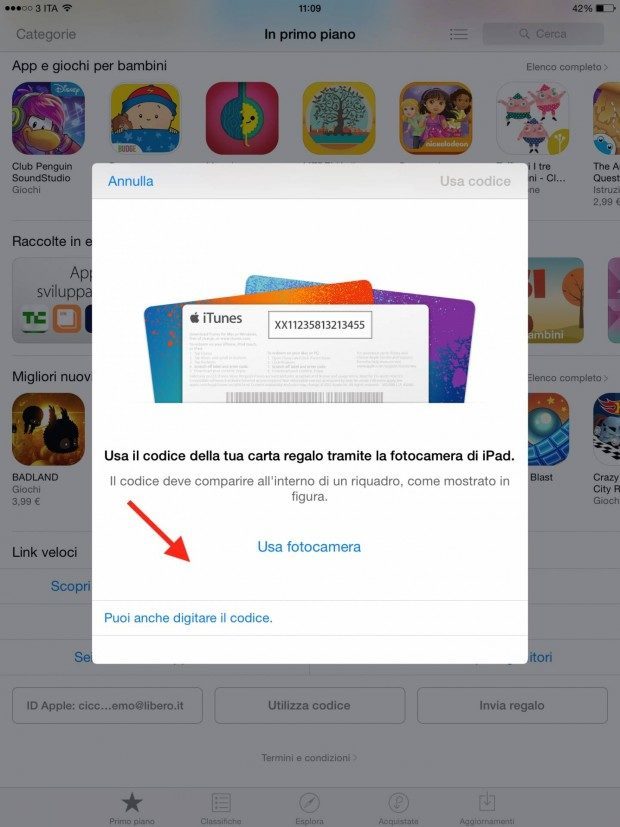 codice redeem iPad