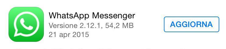 whatsapp aggiornamento