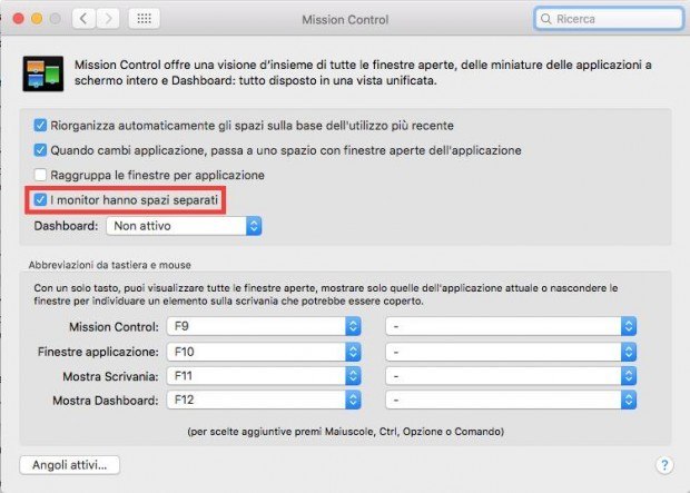 Preferenze di Sistema Mission Control
