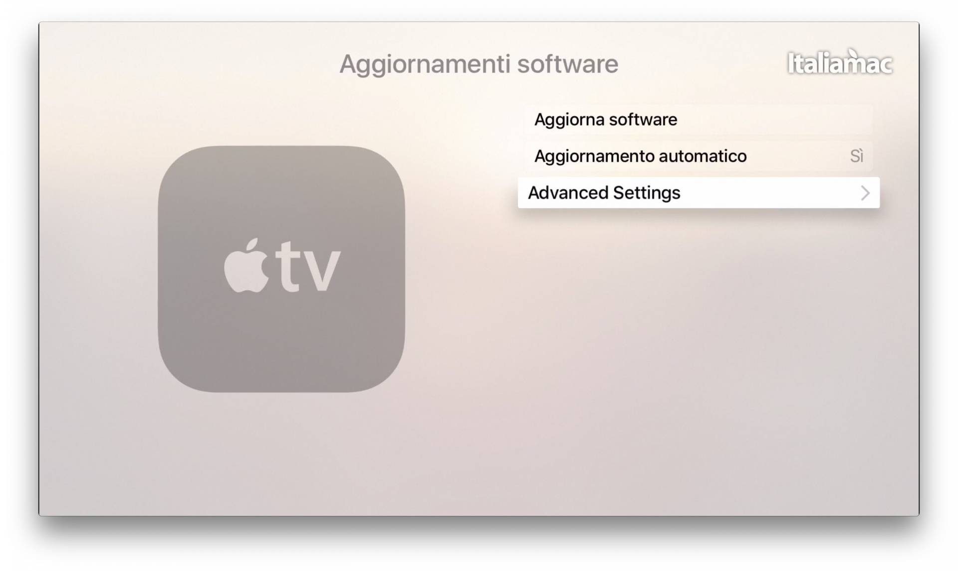 Aggiornamento Apple TV 4