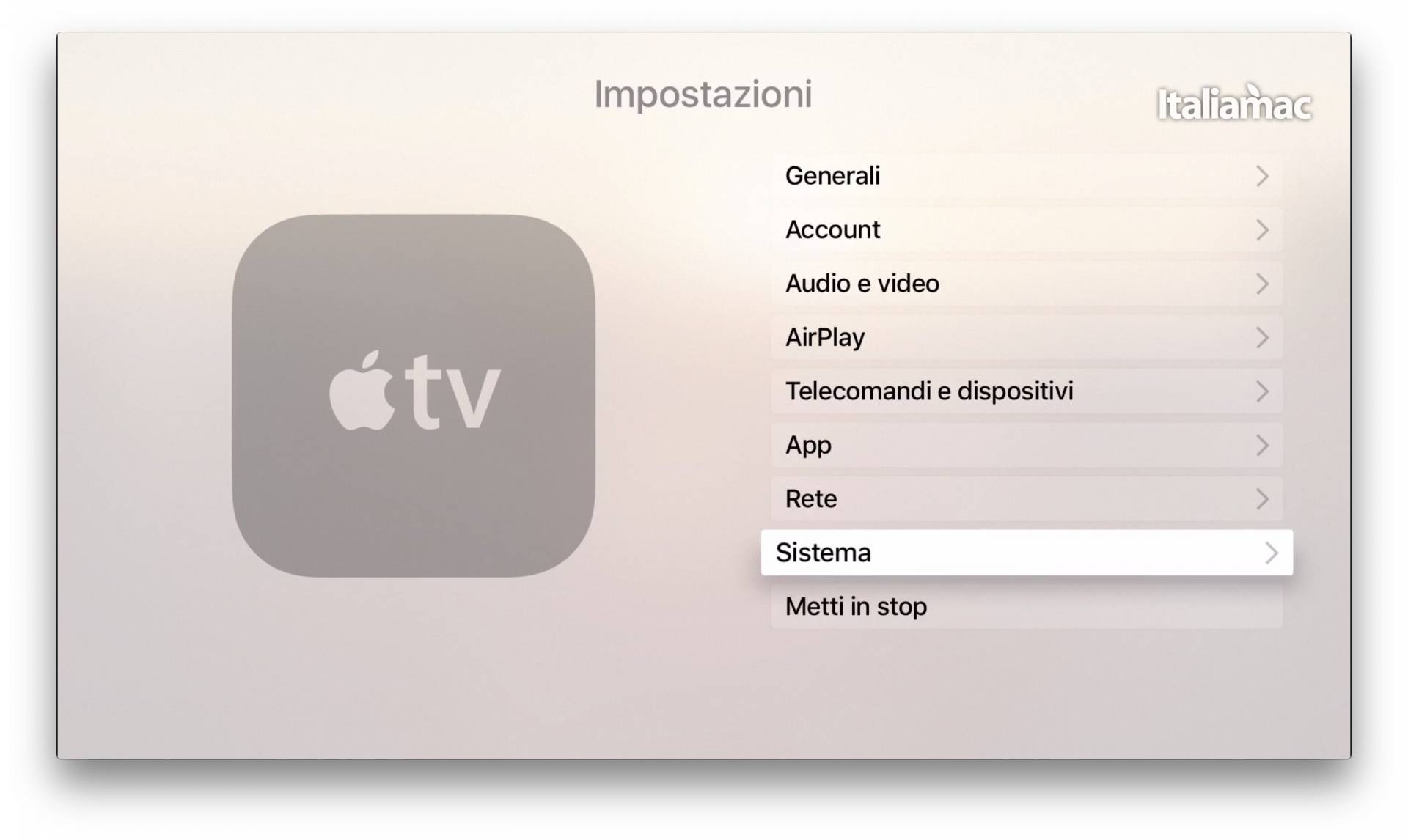 Impostazioni Apple TV 4