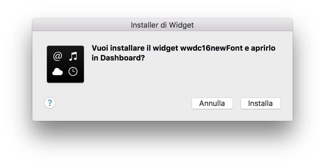 Installazione Widget WWDC