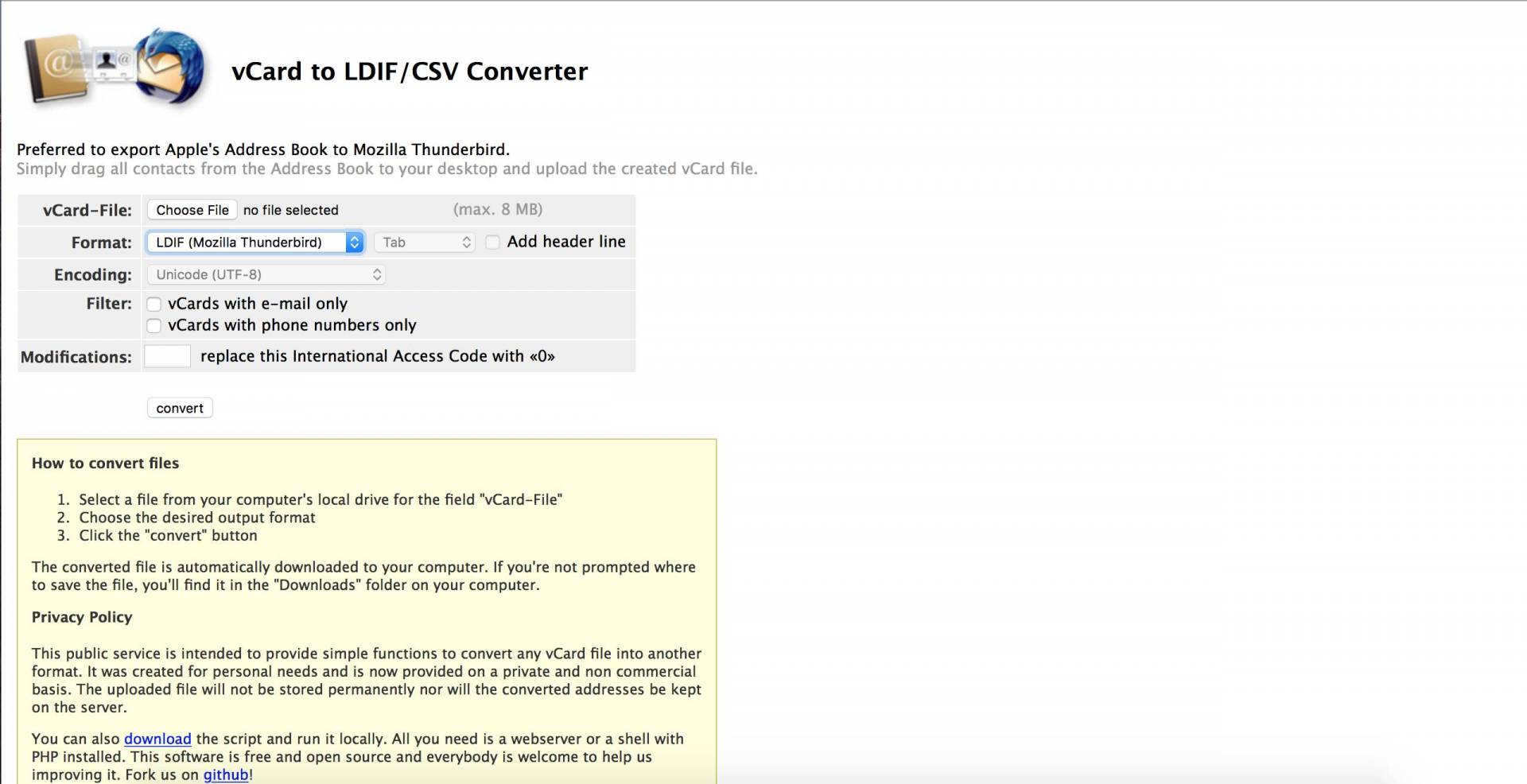 vCard Converter