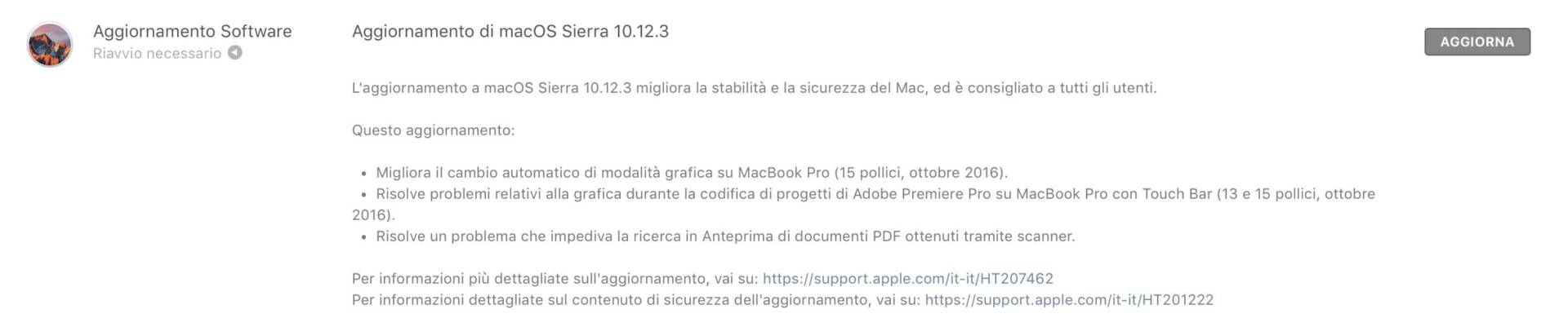 Rilasciato aggiornamento a macOS Sierra 10.12.3 1