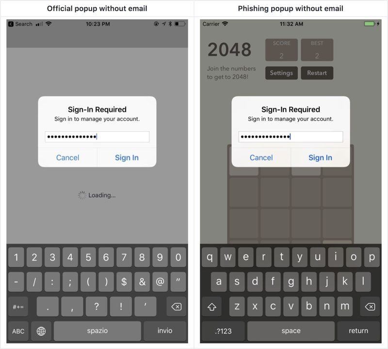 Avvisi di accesso fasulli rubano la password degli account iOS. Ecco come distinguerli 2