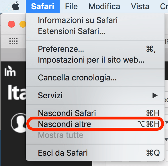 Nascondere tutte le finestre eccetto l'app in utilizzo 2