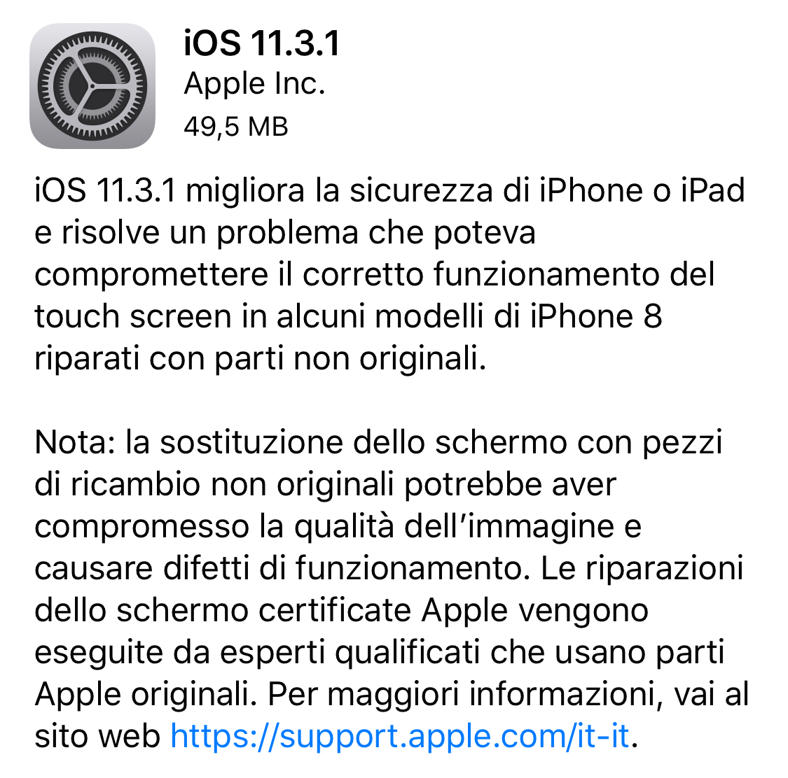 Apple rilascia iOS 11.3.1 risolvendo il problema degli schermi di terze parti 1