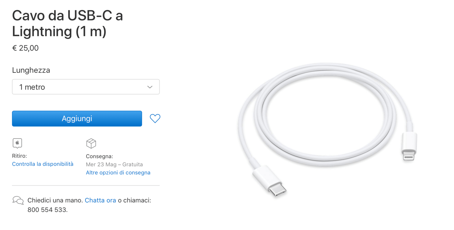 Apple taglia i prezzi dei cavi USB-C a Lightning 1
