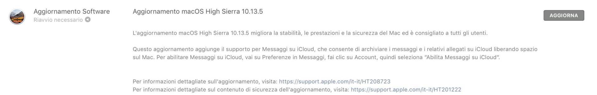 macOS 10.13.5 disponibile al download per Mac 1