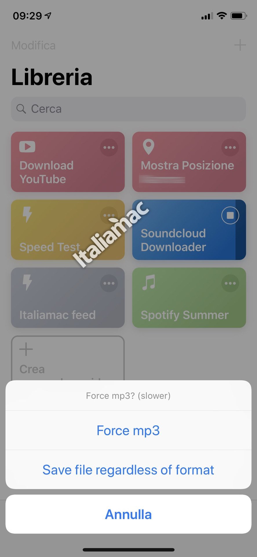 Scaricare musica da Soundcloud con una Shortcut 5