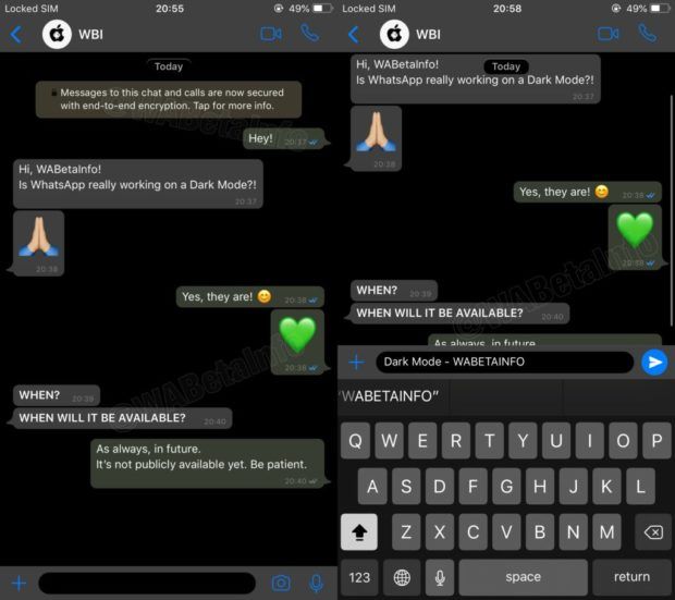 WhatsApp per iPhone in futuro avrà la modalità "Dark" 1