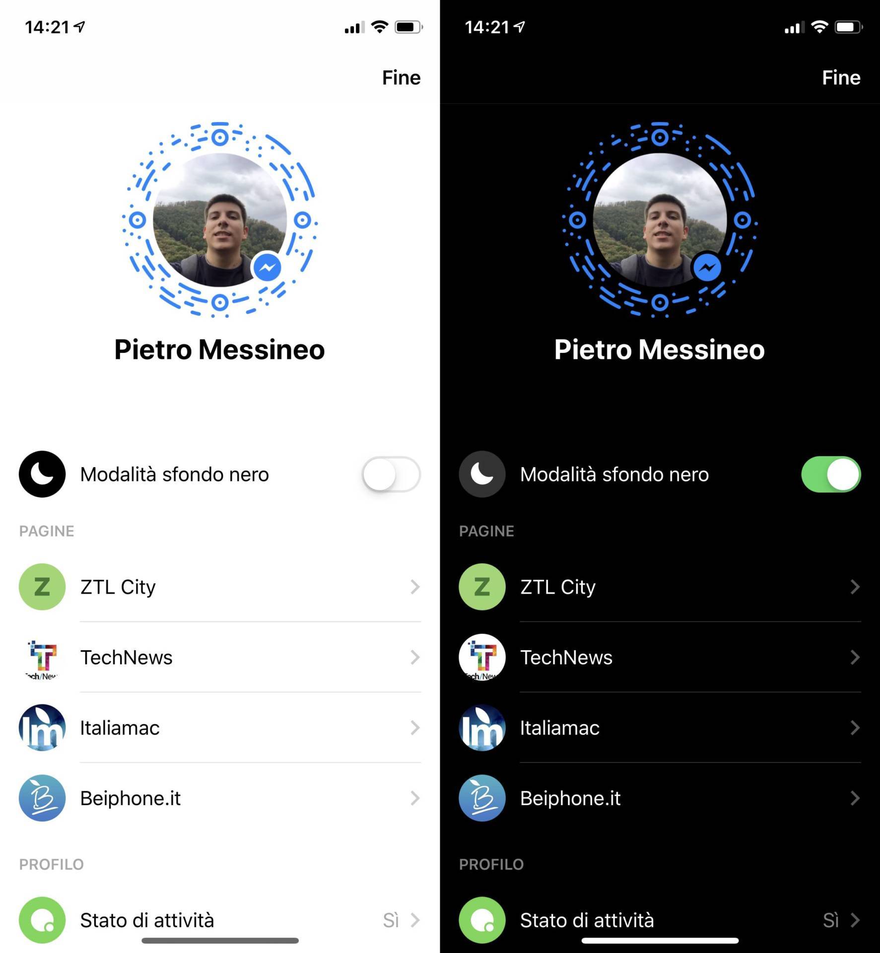 Ecco come abilitare la Dark Mode su Messenger 2