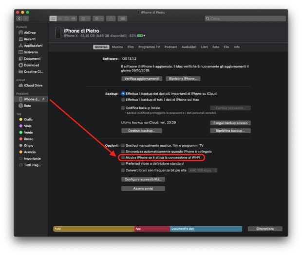 Come sincronizzare iPhone con macOS Catalina 2