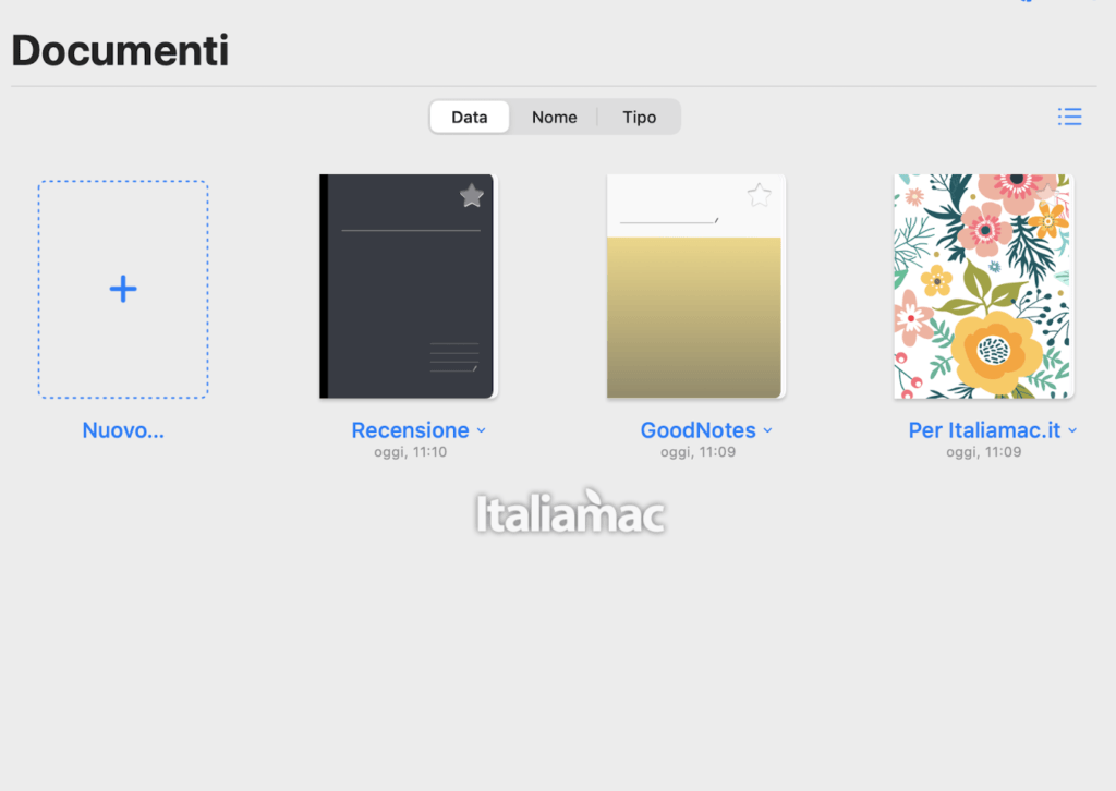 Vista dei taccuini di GoodNotes5 su macOS