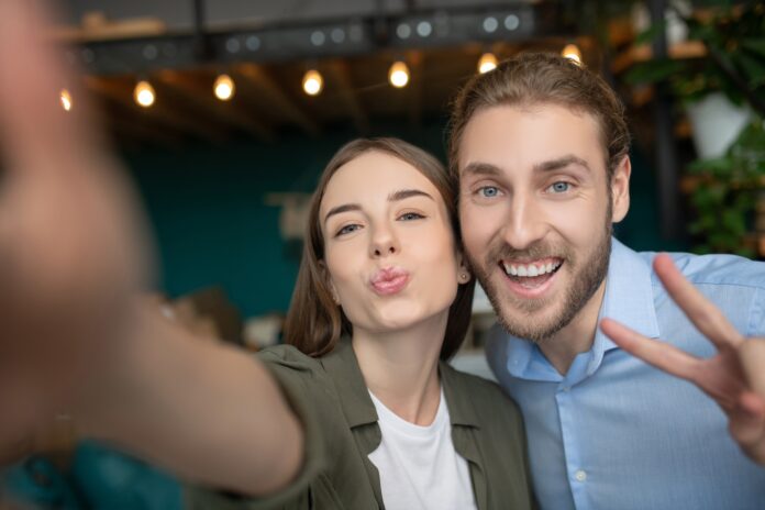 Couple making faces while taking a picture