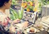 Woman is using computer laptop