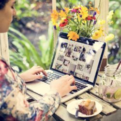 Woman is using computer laptop