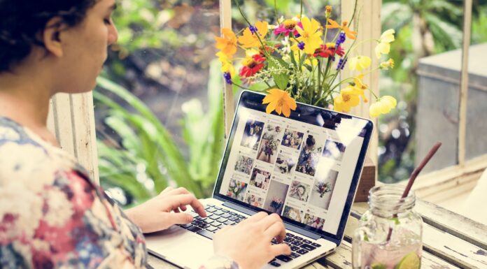 Woman is using computer laptop