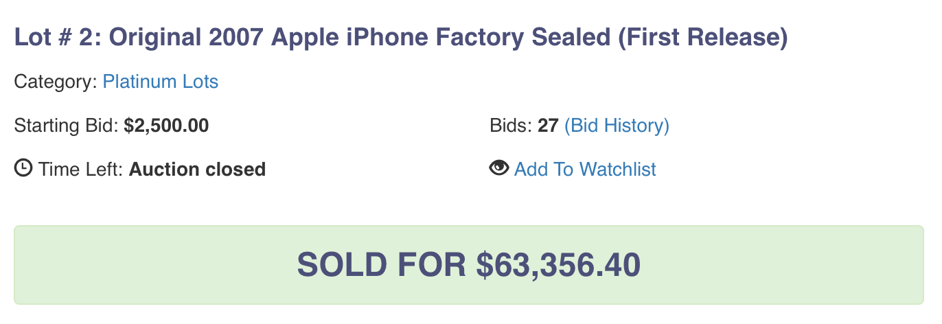 Il primo iPhone all'asta, venduto a 60mila dollari 1